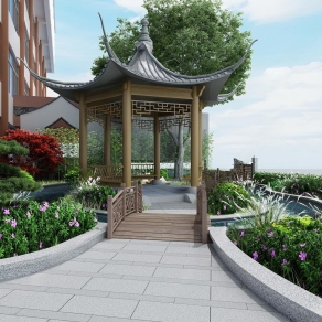 现代学校广场景观3D模型下载